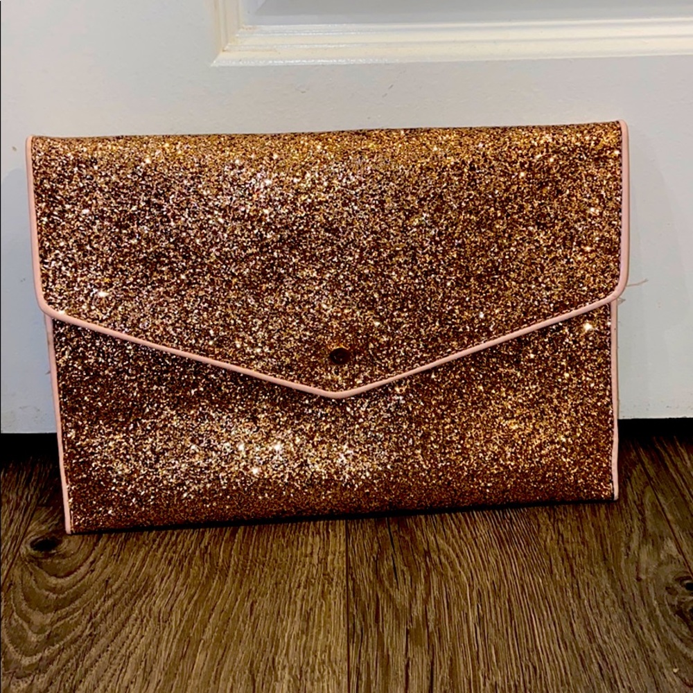 Rose gold glitter clutch, LIKE NEW!!!**